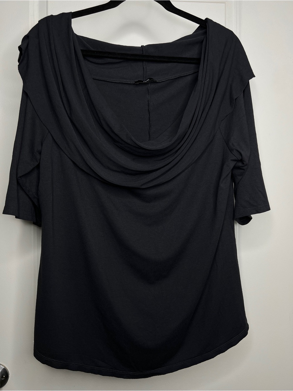 Ruti Off The Shoulder Boat Neck Top Black Women Large Relaxed Fit Drape